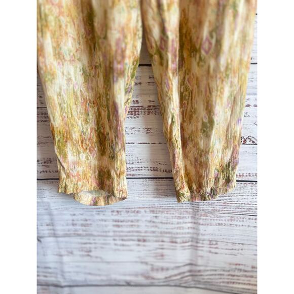 Zara crinkle effect wide leg cropped trousers multicolored abstract tie -dye SML - Picture 7 of 11